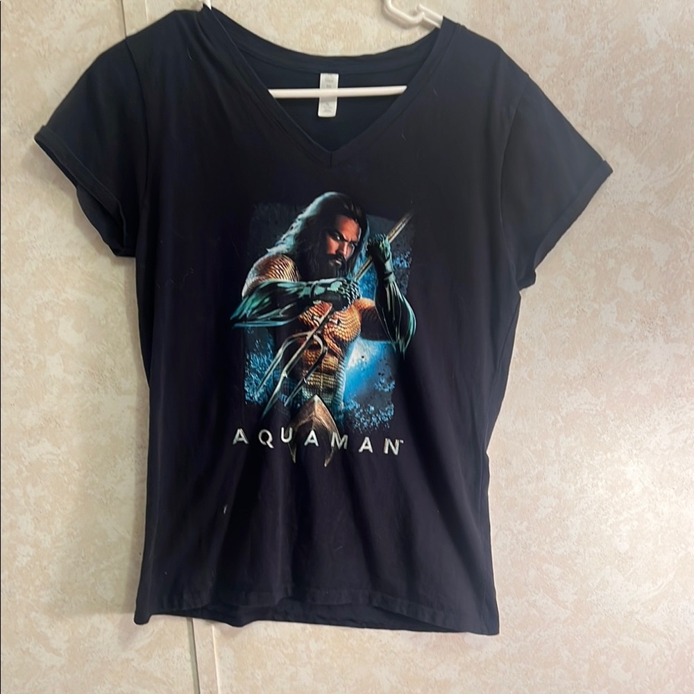 Black Short Sleeve Tee with Aquaman Graphic